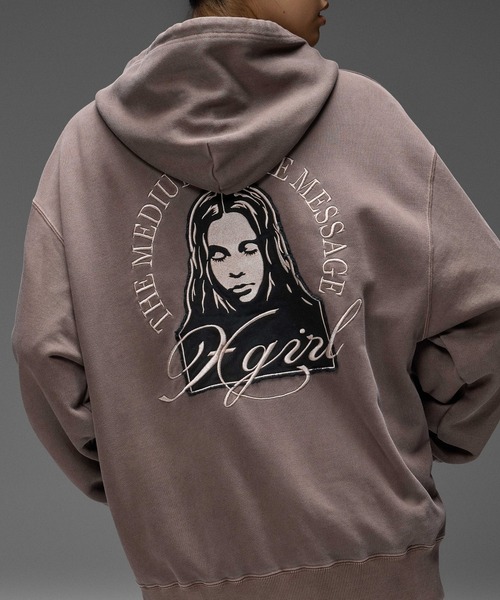X-girl(エックスガール)の「PIGMENT DYED FACE PATCH AND LOGO ZIP UP SWEAT HOODIE(パーカー・レディース・ブラウン/ピンク/ブラック・S/M)」の10枚目の写真