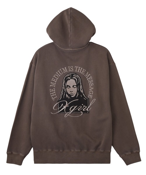 X-girl(エックスガール)の「PIGMENT DYED FACE PATCH AND LOGO ZIP UP SWEAT HOODIE(パーカー・レディース・ブラウン/ピンク/ブラック・S/M)」の14枚目の写真
