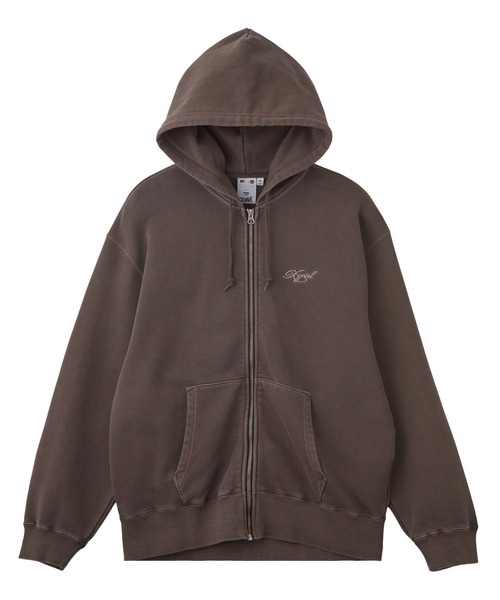 X-girl(エックスガール)の「PIGMENT DYED FACE PATCH AND LOGO ZIP UP SWEAT HOODIE(パーカー・レディース・ブラウン/ピンク/ブラック・S/M)」の15枚目の写真
