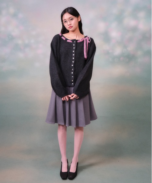 twins（nemne store）（ツインズ）の「Ribbon Knit Cardigan（カーディガン/ボレロ・レディース・グレー系・フリー）」の10枚目の写真