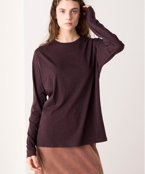 WALANCE(ワランス)の「COTTON CASHMERE RELAX T(Tシャツ/カットソー・レディース・オフホワイト/ダークブラウン/カーキ・FREE)」の6枚目の写真