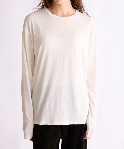WALANCE(ワランス)の「COTTON CASHMERE RELAX T(Tシャツ/カットソー・レディース・オフホワイト/ダークブラウン/カーキ・FREE)」の7枚目の写真
