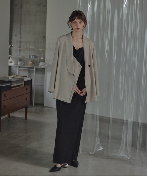 LE'RURE(リルアー)の「Irregular collar melange jacket(テーラードジャケット・レディース・ベージュ/ブラック・SMALL/MEDIUM)」の11枚目の写真
