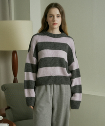 Wool Color Scheme Striped Knit (Charcoal)