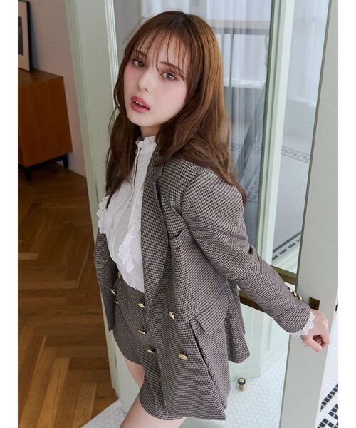 CALNAMUR(カルナムール)の「ダブルブレストペプラムジャケット(テーラードジャケット・レディース・ネイビー/その他1/ブラウン・FREE)」の12枚目の写真