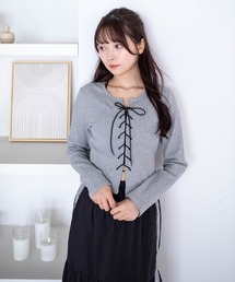 clear | フロントスピンドルカットソー［骨格ストレート／韓国カジュアル／モード］(Tシャツ/カットソー)