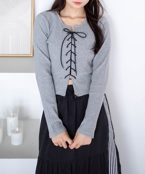 clear（クリア）の「フロントスピンドルカットソー［骨格ストレート／韓国カジュアル／モード］（Tシャツ/カットソー・レディース・ライトグレー/ブラック/モカ/グレー/ネイビー・F）」の13枚目の写真