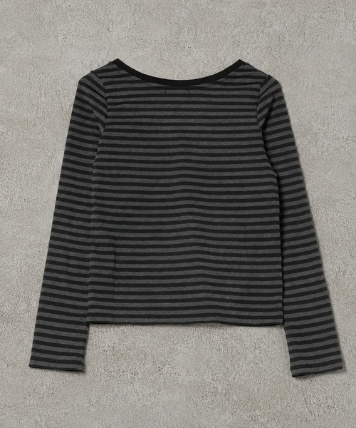 SPINNS(スピンズ)の「Vネック長袖Tシャツ/ボーダーエンブレム/平成ギャル(Tシャツ/カットソー・レディース・グレー系その他/ピンク系その他・ONESIZE)」の14枚目の写真