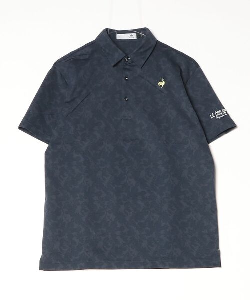 le coq sportif GOLF（ルコックスポルティフゴルフ）の「ルコックゴルフ　リーフ柄半袖シャツ（ポロシャツ・メンズ・ネイビー/ブルー/ライトイエロー・XXL/L/XL/M）」の2枚目の写真