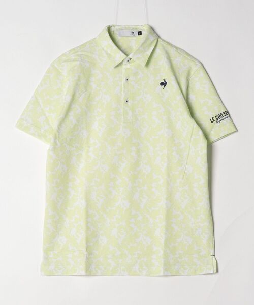 le coq sportif GOLF（ルコックスポルティフゴルフ）の「ルコックゴルフ　リーフ柄半袖シャツ（ポロシャツ・メンズ・ネイビー/ブルー/ライトイエロー・XXL/L/XL/M）」の3枚目の写真