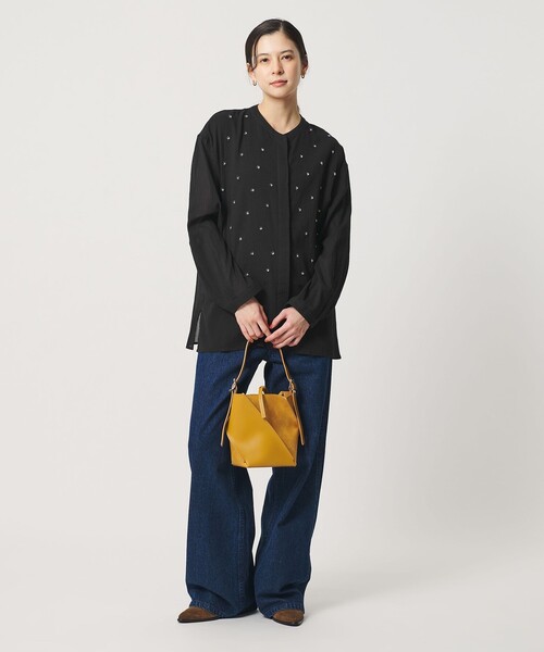 BEAUTY&YOUTH UNITED ARROWS（ビューティーアンドユースユナイテッドアローズ）の「コットンクレープ ビーズ エンブロイダリー シャツ（シャツ/ブラウス・レディース・ブラック/オフホワイト・FREE）」の5枚目の写真
