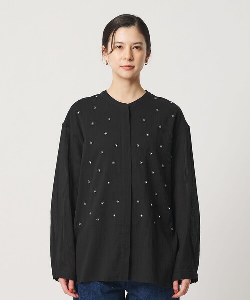 BEAUTY&YOUTH UNITED ARROWS（ビューティーアンドユースユナイテッドアローズ）の「コットンクレープ ビーズ エンブロイダリー シャツ（シャツ/ブラウス・レディース・ブラック/オフホワイト・FREE）」の9枚目の写真
