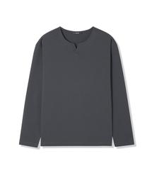 メンズラウンドネックブント長袖Tシャツ（DK-GREY）（HBRLT32）