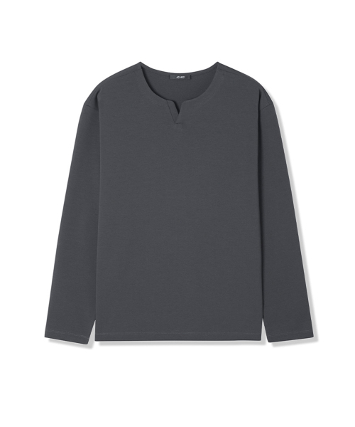 ADHOC(アドホック)の「メンズラウンドネックブント長袖Tシャツ(DK-GREY)(HBRLT32)(Tシャツ/カットソー・メンズ・その他・110)」の1枚目の写真