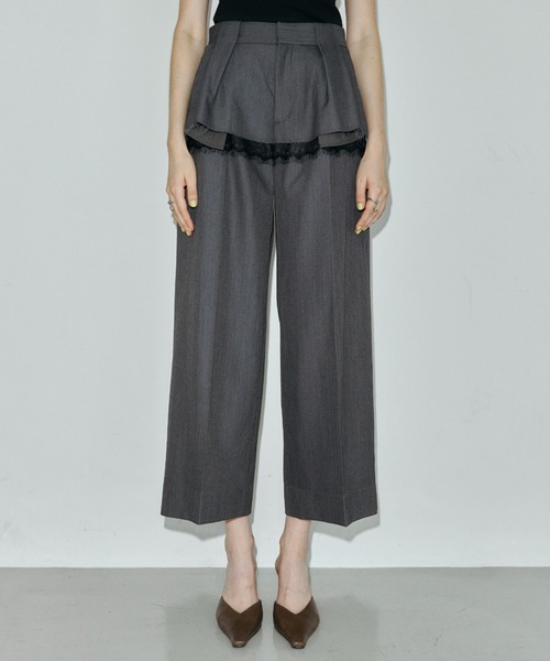 JOSE MOON(ジョゼムーン)の「LAYERED SLACKS/レイヤードスラックス(スラックス・レディース・ブラック/グレー・36/38)」の1枚目の写真