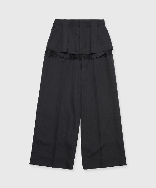 JOSE MOON(ジョゼムーン)の「LAYERED SLACKS/レイヤードスラックス(スラックス・レディース・ブラック/グレー・36/38)」の2枚目の写真