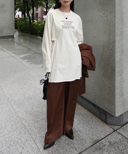Ameri(アメリ)の「< ZOZOTOWN限定 > 2WAY WAIST SHAPE TUNIC CUT TOP(Tシャツ/カットソー・レディース・サックスブルー/ホワイト/スミクロ/グレー・FREE)」の14枚目の写真