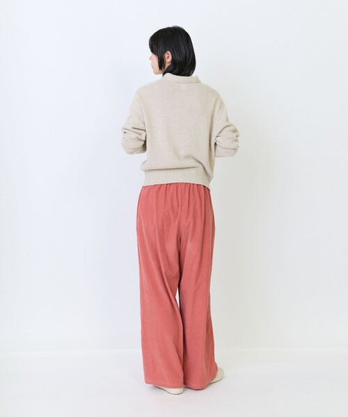 LOISIR(ロワズィール)の「リネンウールホールガーメント透かし地柄ポロニット(ニット/セーター・レディース・キナリ/ネイビー・FREE)」の5枚目の写真