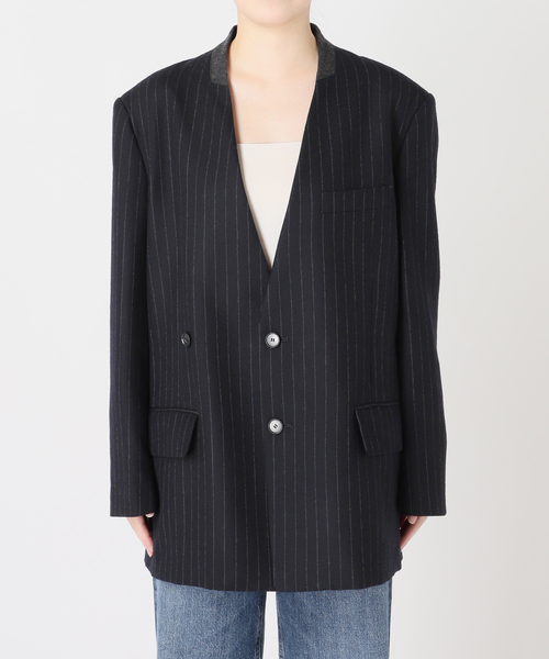 journal standard L'essage(ジャーナルスタンダードレサージュ)の「Wサキソニーノーカラージャケット(その他アウター・レディース・ネイビー/ベージュ・FREE)」の11枚目の写真