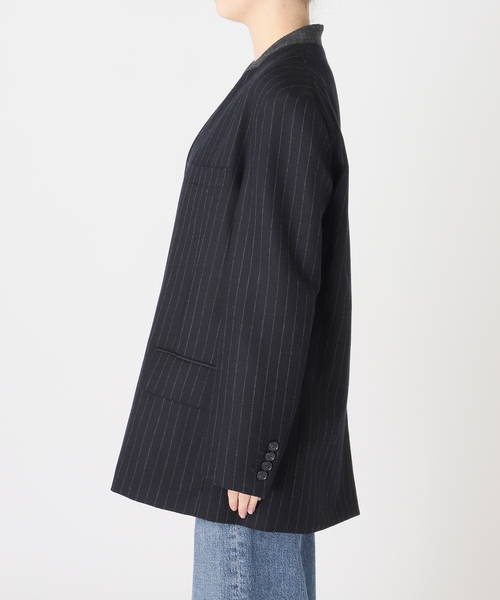 journal standard L'essage(ジャーナルスタンダードレサージュ)の「Wサキソニーノーカラージャケット(その他アウター・レディース・ネイビー/ベージュ・FREE)」の12枚目の写真