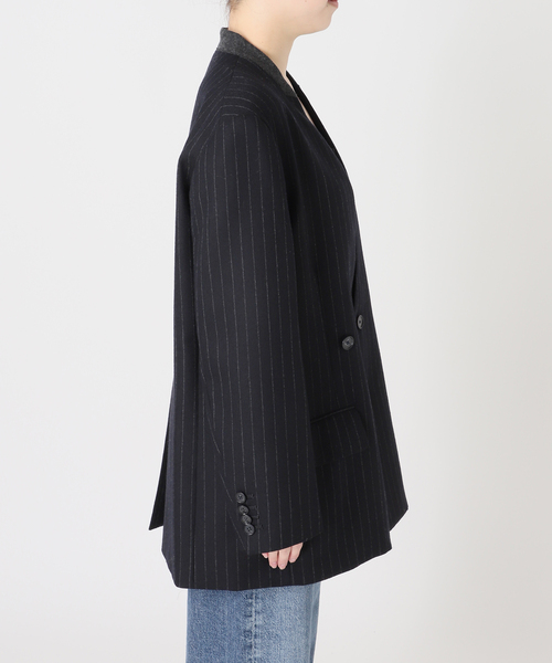 journal standard L'essage(ジャーナルスタンダードレサージュ)の「Wサキソニーノーカラージャケット(その他アウター・レディース・ネイビー/ベージュ・FREE)」の14枚目の写真