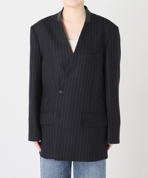 journal standard L'essage(ジャーナルスタンダードレサージュ)の「Wサキソニーノーカラージャケット(その他アウター・レディース・ネイビー/ベージュ・FREE)」の22枚目の写真