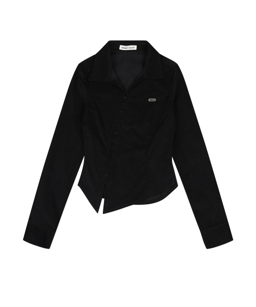 ORDINARY HOLIDAY（オーディナリー ホリデー）の「アシンメトリックシャツ [ブラック]（シャツ/ブラウス・レディース・その他・SMALL/MEDIUM）」の2枚目の写真