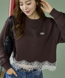 PUBLUX × GAP/ギャップ 別注 裾 レース 付 裏起毛 スウェット 限定展開