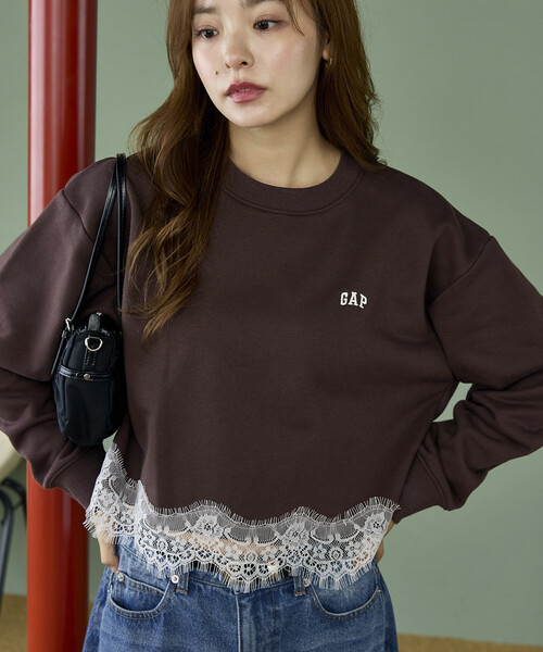 GAP(ギャップ)の「PUBLUX × GAP/ギャップ 別注 裾 レース 付 裏起毛 スウェット 限定展開(スウェット・レディース・チャコールグレー/グレー/ブラウン・フリ-)」の18枚目の写真