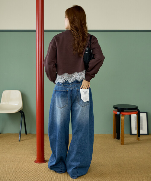 GAP(ギャップ)の「PUBLUX × GAP/ギャップ 別注 裾 レース 付 裏起毛 スウェット 限定展開(スウェット・レディース・チャコールグレー/グレー/ブラウン・フリ-)」の21枚目の写真