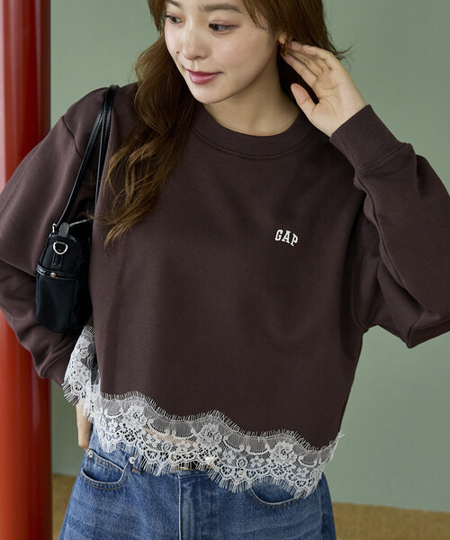 GAP(ギャップ)の「PUBLUX × GAP/ギャップ 別注 裾 レース 付 裏起毛 スウェット 限定展開(スウェット・レディース・チャコールグレー/グレー/ブラウン・フリ-)」の22枚目の写真