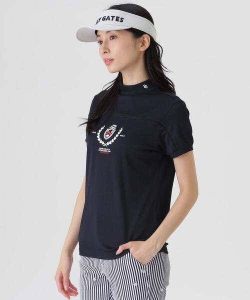 PEARLY GATES(パーリーゲイツ)の「2WAYトリコット半袖ハイネックカットソー (WOMENS)(Tシャツ/カットソー・レディース・ホワイト/ネイビー・SMALL/LARGE)」の2枚目の写真