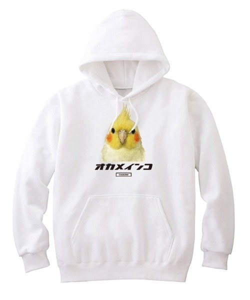 Moftique(モフティック)の「Moftique(モフティック) プルパーカー スウェット 裏毛 オカメインコ 鳥 ペット アニマル プリント トップス メンズ ユニセックス(パーカー・メンズ・ブラック/ヘザーグレー/ホワイト・L/XL/M)」の2枚目の写真