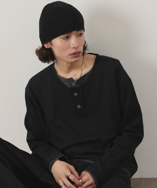 WEGO(ウィゴー)の「WEGO/【26年秋冬新作】ダブルヘンリーロンT(Tシャツ/カットソー・メンズ・チャコールグレー/ブラック・FREE)」の8枚目の写真