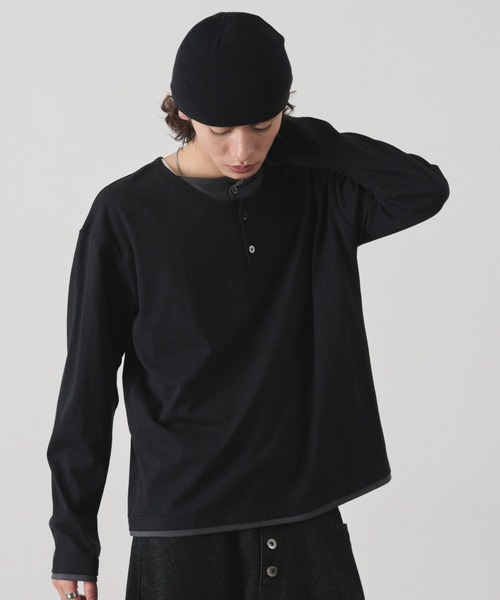 WEGO(ウィゴー)の「WEGO/【26年秋冬新作】ダブルヘンリーロンT(Tシャツ/カットソー・メンズ・チャコールグレー/ブラック・FREE)」の9枚目の写真