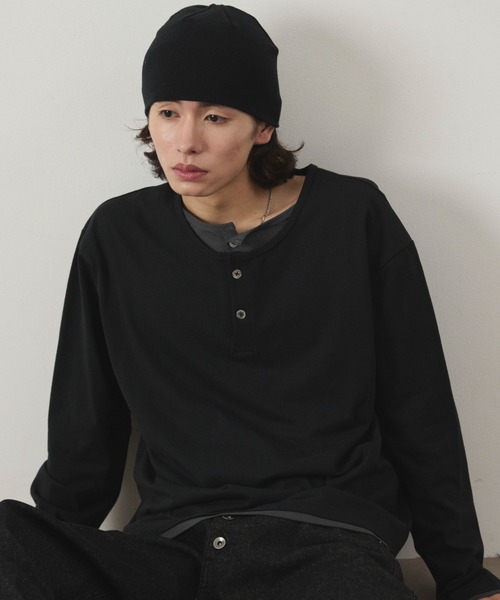 WEGO(ウィゴー)の「WEGO/【26年秋冬新作】ダブルヘンリーロンT(Tシャツ/カットソー・メンズ・チャコールグレー/ブラック・FREE)」の12枚目の写真