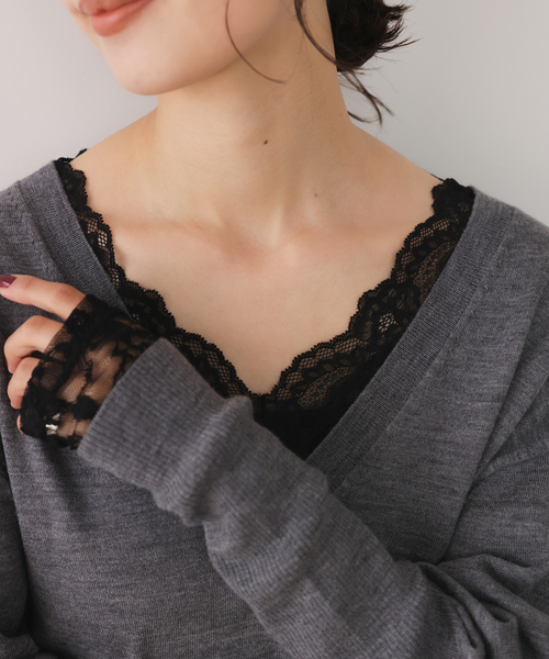 SLOBE IENA スローブイエナ レーストップス 追加2》Vネックレーストップス（Tシャツ/カットソー）｜SLOBE IENA