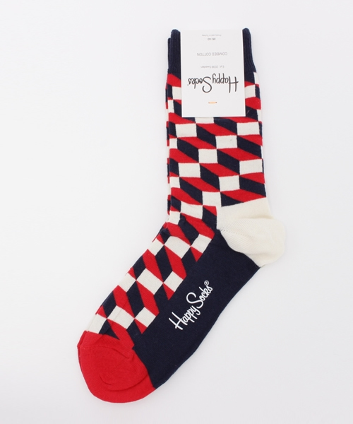 Happy Socks（ハッピーソックス）の「Happy Socks/ハッピーソックス FILLED OPTIC/フィルド オプティック 605013（ソックス/靴下・メンズ・トリコロール/グレー/レッド・36/41）」の4枚目の写真