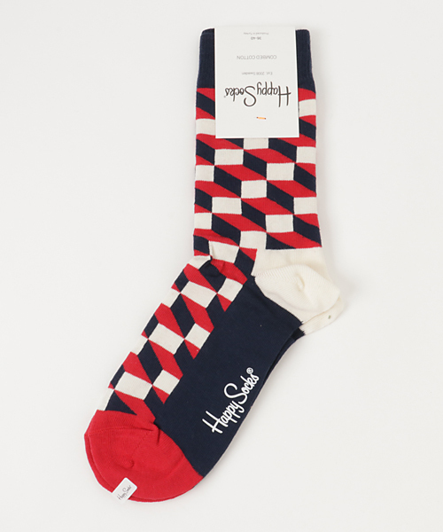 Happy Socks（ハッピーソックス）の「Happy Socks/ハッピーソックス FILLED OPTIC/フィルド オプティック 605013（ソックス/靴下・メンズ・トリコロール/グレー/レッド・36/41）」の2枚目の写真
