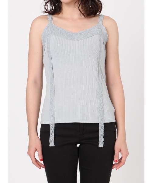 merry jenny（メリージェニー）の「レースリブキャミソール（ジャージ・レディース・ピンク/オフホワイト/ミント/ブラック・FREE）」の6枚目の写真