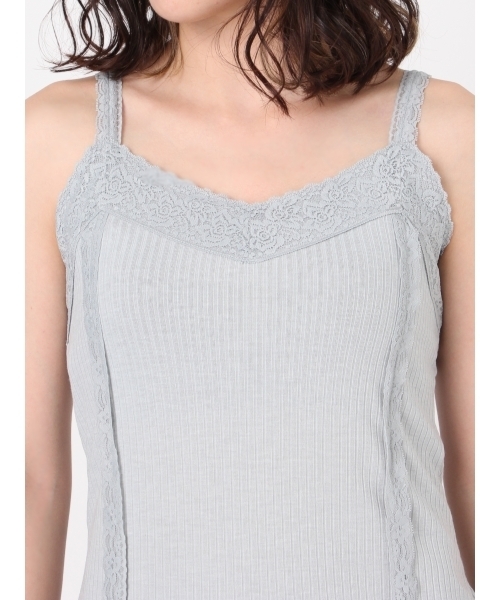 merry jenny（メリージェニー）の「レースリブキャミソール（ジャージ・レディース・ピンク/オフホワイト/ミント/ブラック・FREE）」の9枚目の写真