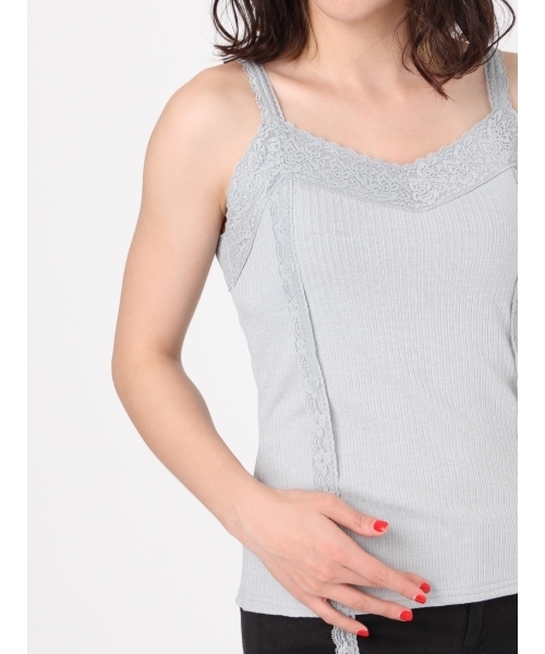 merry jenny（メリージェニー）の「レースリブキャミソール（ジャージ・レディース・ピンク/オフホワイト/ミント/ブラック・FREE）」の12枚目の写真