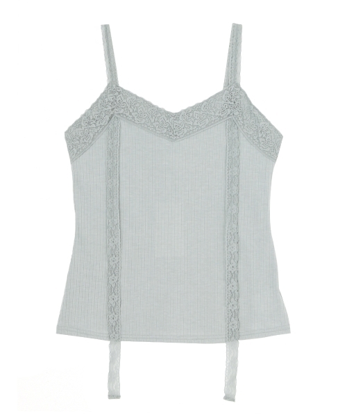 merry jenny（メリージェニー）の「レースリブキャミソール（ジャージ・レディース・ピンク/オフホワイト/ミント/ブラック・FREE）」の10枚目の写真