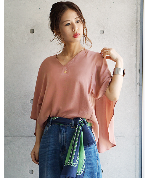 laboratory work（ラボラトリーワーク）の「Vネックバックリボンブラウス（シャツ/ブラウス・レディース・オフホワイト/ダークオレンジ/ベージュ・MEDIUM）」の17枚目の写真