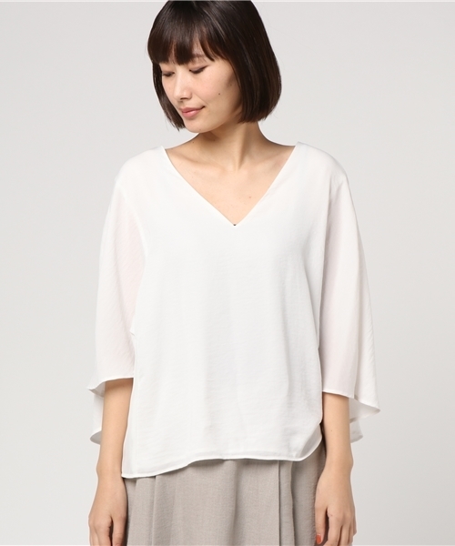 laboratory work（ラボラトリーワーク）の「Vネックバックリボンブラウス（シャツ/ブラウス・レディース・オフホワイト/ダークオレンジ/ベージュ・MEDIUM）」の4枚目の写真