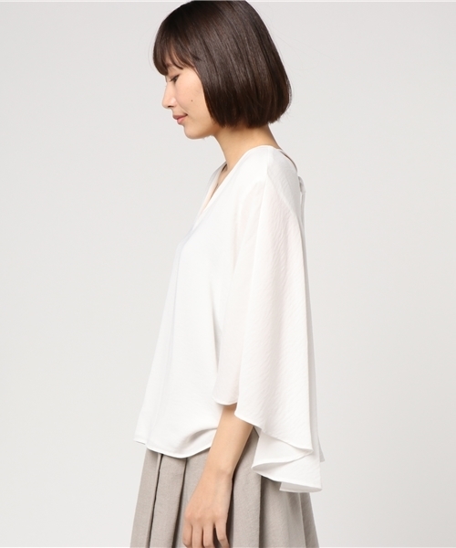 laboratory work（ラボラトリーワーク）の「Vネックバックリボンブラウス（シャツ/ブラウス・レディース・オフホワイト/ダークオレンジ/ベージュ・MEDIUM）」の5枚目の写真