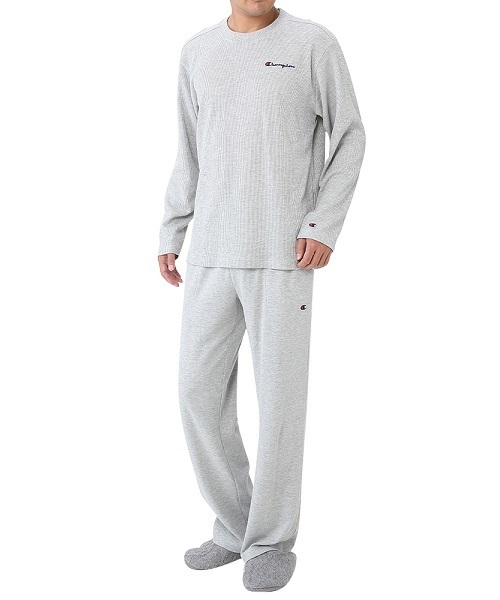 Champion チャンピオン の Champion メンズ スウェットセットアップ 長袖長パンツ ワッフルニット スムース ルームウェア パジャマ Wear Champion チャンピオン の Champion メンズ スウェットセットアップ 長袖長パンツ ワッフルニット スムース ルームウェア パジャマ Wear