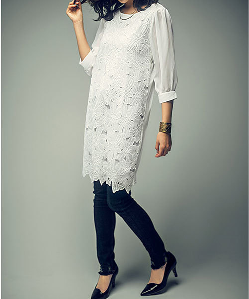 Geera ジーラ の 花柄レース使いワンピース ワンピース Wear Geera ジーラ の 花柄レース使いワンピース ワンピース Wear