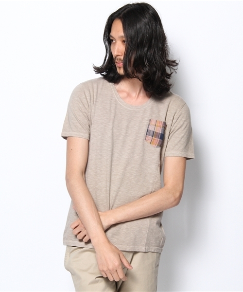 KATHARINE HAMNETT LONDON (キャサリンハムネットロンドン)の「アイスダイドチェック(Tシャツ/カットソー・メンズ・イエロー/ブルー/グレイッシュベージュ・LL/MEDIUM/LARGE)」の2枚目の写真