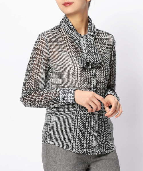 NARACAMICIE（ナラカミーチェ）の「ビックグレンチェックプリントボウタイブラウス（シャツ/ブラウス・レディース・ブラック/パープル・SMALL/MEDIUM/LARGE）」の12枚目の写真